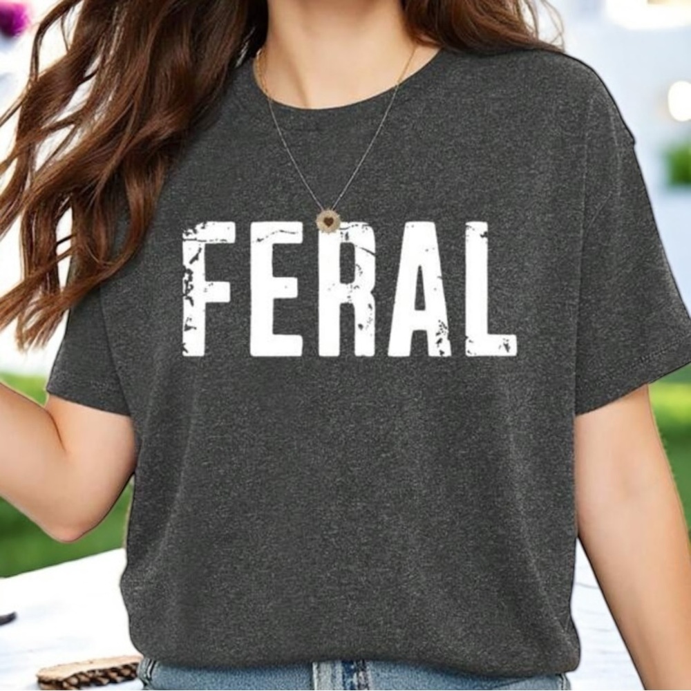 🪷 Gray 'FERAL' Graphic T-Shirt